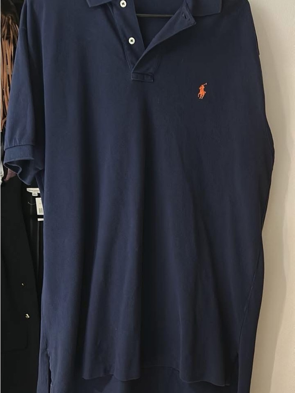 Ralph Lauren Navy Polo with Orange Pony Embroidery